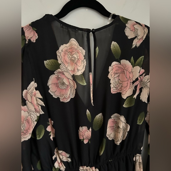 Charlotte Russe Black Dress with Pink Floral Design, Size Small - Picture 9 of 13
